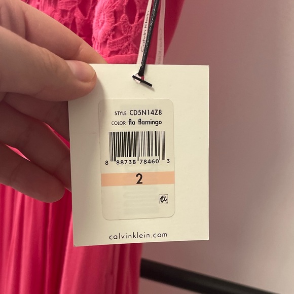 NWT Calvin Klein flamingo pink maxi dress sz 2 - Picture 5 of 5